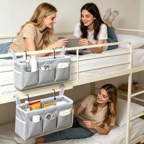 Bedside Storage Organizer Large Capacity Iron Frame Hangable Basket - Image 2