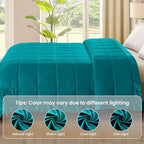 downluxe Down Alternative Blanket for Bed, Satin Trim, Queen, Teal - Image 6
