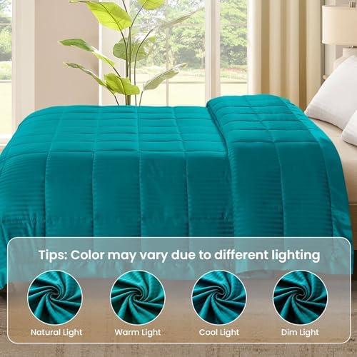 downluxe Down Alternative Blanket for Bed, Satin Trim, Queen, Teal - Image 6