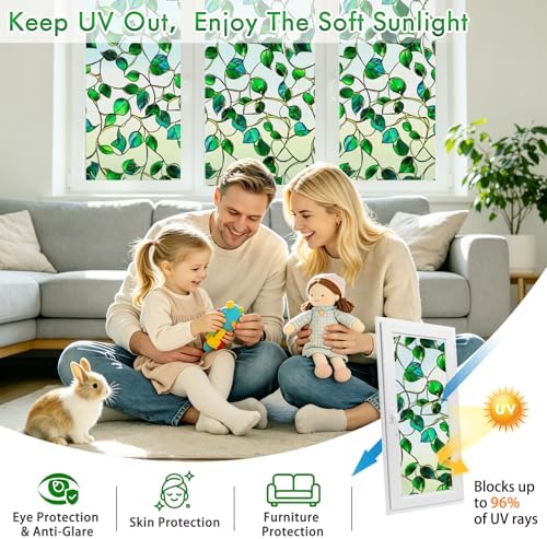 SOMWISE Frosted Window Privacy Film, Decorative Sun Heat Blocking, Anti UV - Image 4