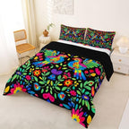 Erosebridal Vintage Boho Floral Queen Comforter Set for Kids Girls Boys, Mexican Talavera Tiles Bedding Sets, Bohemian Wild Flowers Quilt Bed Set, Watercolor Flowers Room Decor - Image 5