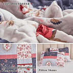 Patchwork Quilt Set Twin Size, 2 Pieces Pink Purple Floral Plaid Design Summer Bedspread Coverlet Set, Soft Microfiber Reversible Lightweight Bed Cover for Kids (68" x 86", 1 Quilt+ 1 Pillow Sham) - Image 6