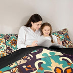Erosebridal Mexican Talavera Tile Full Bedding Set,Colorful Tile Mexico Comforter Set for Kids Adults,Boho Style Flower Duvet Insert,Vintage Patchwork Tiles Bedroom Decor with 2 Pillowcases - Image 6