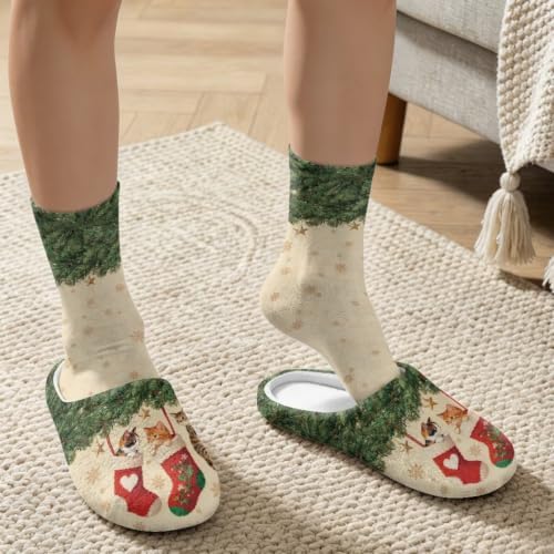House Slipper and Socks Set for Women Warm Comfy Fuzzy Slipper with Crew Socks Plush Fuzzy Slippers for Indoor - Image 3