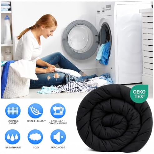 EASELAND Twin XL Down Alternative Comforter, Black, 68x92 Inches - Image 2