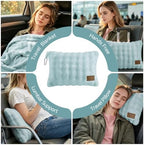 BEDELITE Travel Blanket with Bag, Bubble Blanket for Airplane 65"x40", Blue - Image 3