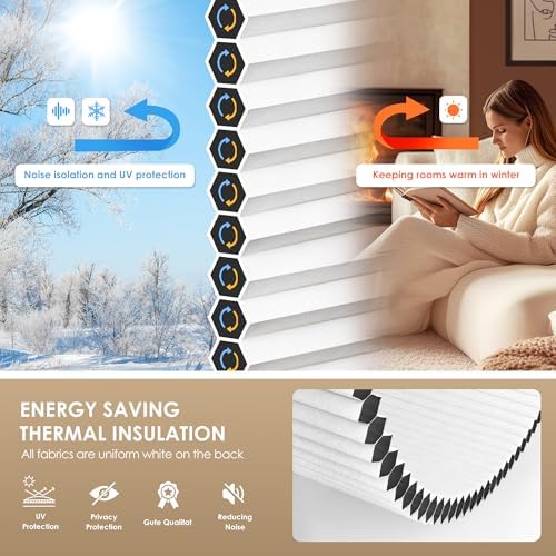 LazBlinds No Drill Cordless Cellular Shades, 48" W x 64" H, White - Image 4