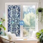 Blue Spring Floral Window Privacy Film Rainbow Static Cling Stain Glass Window Film for Glass Door, Decorative Heat Blocking Sunroof Decal Sticker for Car 35.4"x78.7" Summer Botanical Farmhouse - Image 5
