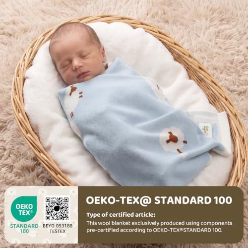 Luxe Merino Wool Cotton Baby Blanket Ultra-Soft, Temperature-Regulating - Image 2
