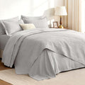 Love's cabin Quilts for Queen Bedspreads, 7 Pieces Bed in a Bag, Light Grey by Lovescabin