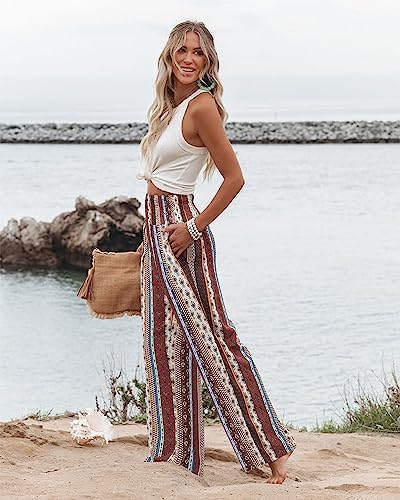 Angerella Womens Elastic High Waisted Palazzo Pants Casual Wide Leg Long Lounge Pant Trousers with Pocket - Image 3