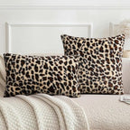 EMMTEEY Leopard Faux Fur Pillow Covers 18x18 Set of 2 - Image 5