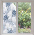 Window Privacy Film Frosted, Navy Blue Palm Trees Tropical Non-Adhesive Static Cling Window Tint, Summer Beach Botanical Insulated Windows Frosted Films for Living Room, 35.4 x 78.7 Inches by Unknown