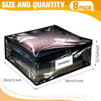 Plastic Storage Bags with Easy-Glide Zipper, Pack of 8, Durable Clear Vinyl Zippered Storage Bags for Clothes Sweaters Comforters Blankets Sheets Bedding (15 x 12 x 5 Inch, Transparent Black) - Image 2