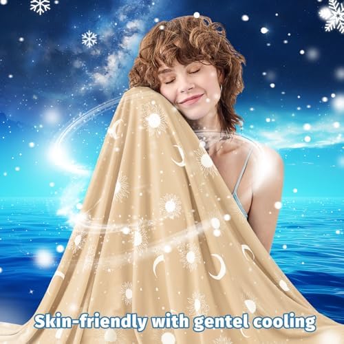 inhand Cooling Blanket - Cooling Blankets for Hot Sleepers -Decorative Lightweight Breathable Summer Cold Blankets for Sleeping Night Sweats to Keep Cool-(90"x108") Beige - Image 6