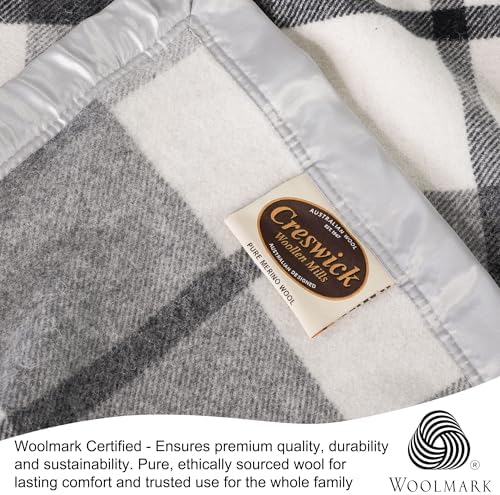 Creswick Woollen Mills 100% Australian Merino Wool Blanket – Soft Warm and Natural with Satin Binding, Breathable Luxury Bedding for All Seasons, (Gray Plaid, King Size) - Image 6