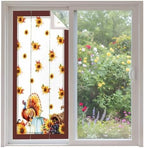 Window Privacy Film Frosted, Thanksgiving Fall Non-Adhesive Static Cling Window Tint, Turkey Sunflowers Pumpkin Brown Striped Insulated Windows Frosted Films for Living Room, 35.4 x 78.7 Inches by Unknown