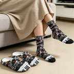 Jeiento Winter Fuzzy Slipper and Crew Socks Warm Winter Shoes Lightweight Soft Cushion House Slipper Bedroom Shoes - Image 3