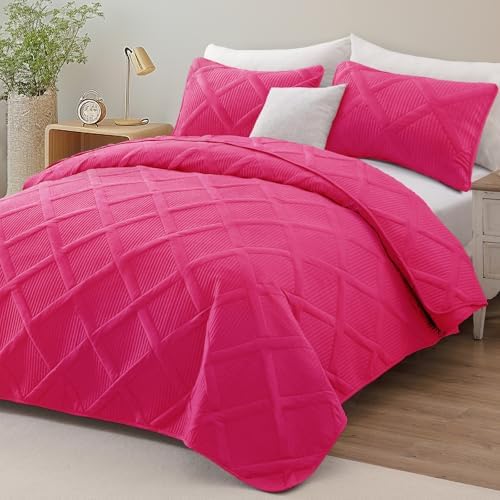 Exclusivo Mezcla 3-Piece California King Size Quilt Bedding Set, Hot Pink - Image 2