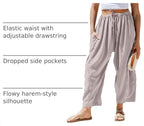 TARSE Womens Linen Wide Leg Striped Pants Casual Barrel Palazzo Harem Pants - Image 4