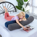 1 MIDDLE ONE Body Pillow for Adults, Bolster Pillow with Removable Velvet Cover, Long Round Cervical Roll Pillow, 35 x 7.87 Inches, Blue - Image 6