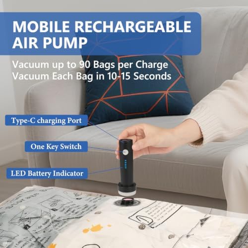 18 Pack Travel Vacuum Bags for Clothing with Rechargeable Wireless Air Pump - Image 4