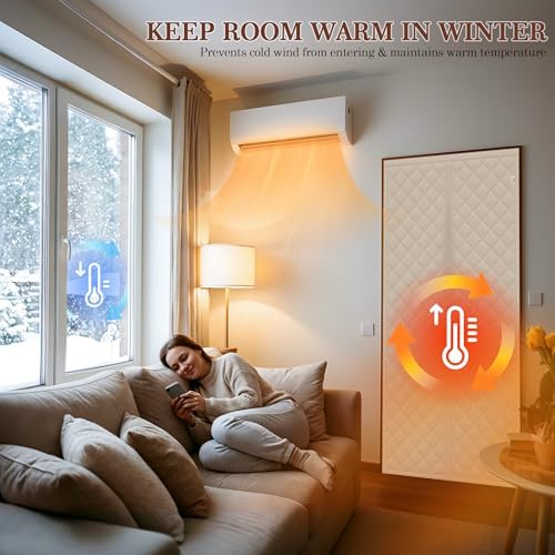 Yotache Magnetic Thermal Insulated Door Curtain Fit 36"x80" Doors, Beige - Image 2