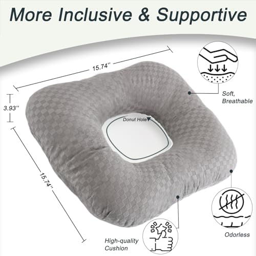 Anti-Slip Wheelchair Cushions, Bed Sore Cushions for Butt, Ergonomic Innovations Orthopedic Donut Pillow, Medical Seat Cushion for Sciatica, Back, Coccyx, Pressure Sore (Gray) - Image 2