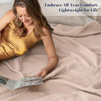 PHF 100% Cotton Muslin Blanket for Adults, Twin XL 66"X90", Dusty Pink - Image 2