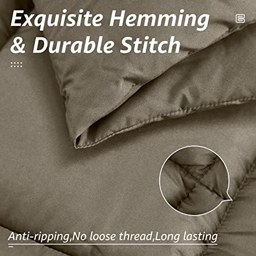 HYLEORY All Season King Size Bed Comforter - Cooling Down Alternative Quilted Duvet Insert with Corner Tabs - Winter Warm - Machine Washable - Taupe - Image 5