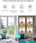 Window Privacy Film Frosted, Thanksgiving Fall Reusable Static Cling Window Tints, Gnomes Orange Green Pumpkin Leaves Heat Control Windows Films for Offices, Balcony, 29.5 x 118 Inches - Image 6
