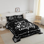 Erosebridal Camping Comforter Set Twin Black and White for Kids Boys Girls - Happy Camping Bedding Set for RV, Moon and Stars Room Decor Quilt Bed Set 2Pcs - Image 4
