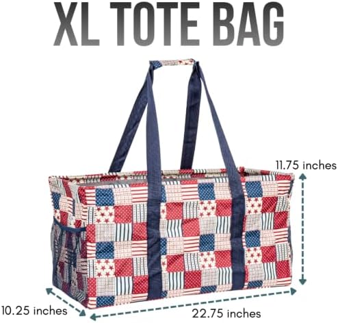 Extra Large Utility Tote Bag - Oversized Collapsible Beach Bag - Patriotic - Image 4