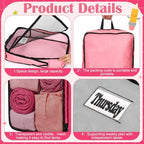 7 Pcs Packing Cubes for Travel Days of Week, Pink, L - Image 3