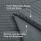 Seersucker Charcoal Grey Twin XL Comforter Set, 5-Piece Bed in a Bag - Image 4