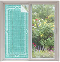 Window Privacy Film Frosted, Turquoise Botanical Non-Adhesive Static Cling Window Tint, Vintage Florals Geometric Minimalist Insulated Windows Frosted Films for Living Room, 35.4 x 78.7 Inches by Unknown