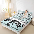 Erosebridal RV Camper Queen Fitted Sheet, Outdoors Camping Theme Bedding Set for Kids Girls Boys, Rustic Cabin Mountain Forest Bed Sheets(No Top Sheet), Camping Lovers Gifts Room Decor - Image 3