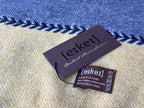Eikei Merino Wool Throw Blanket Geo Wide Stripe Pattern Fringe Trim Soft Woolen Afghan Style Lightweight Machine Washable Cabana Stripes Scandi Style (Mustard and Grey, 55Wx78L) - Image 2