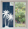 Window Privacy Film Frosted, Navy Blue Palm Trees Non-Adhesive Static Cling Window Tint, Summer Coastal Tropical Botanical Insulated Windows Frosted Films for Living Room, 35.4 x 78.7 Inches by Unknown