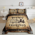 Erosebridal Happy Camping Bedding Sets King Western Camper Accessories Comforter Set for Rv Bunk,Travel Trailers Quilt Duvet Comforter for Teen Boys Adults Men Rustic Farmhouse Quilt Set by Erosebridal