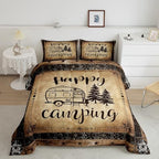 Erosebridal Happy Camping Bedding Sets King Western Camper Accessories Comforter Set for Rv Bunk,Travel Trailers Quilt Duvet Comforter for Teen Boys Adults Men Rustic Farmhouse Quilt Set by Erosebridal