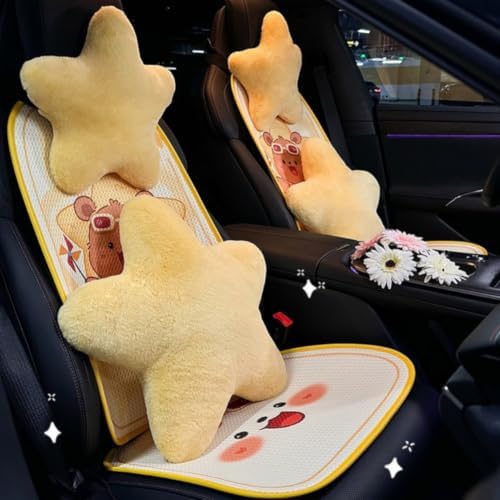 4 Pack Star Car Headrest Pillow and Lumbar Support Pillow Soft Yellow Star Decorative Pillows for Driving Cars Decor - Image 7