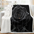 Black Rose Sherpa Blanket Romantic Gift Throw Blanket for Women Soft Warm Cozy 50x60 Inches Dark Aesthetic Floral Design Bedroom Couch Decor Gift for Birthday Anniversary Housewarming - Image 6