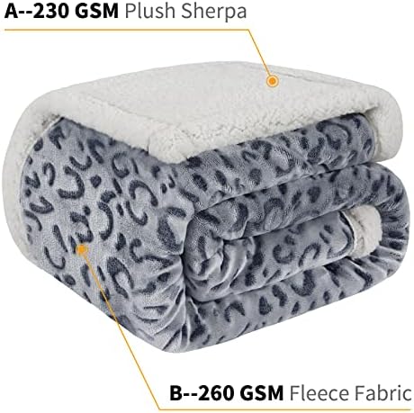 MACEVIA Sherpa Fleece Throw Blanket for Couch Fuzzy 3D Cheetah Blanket Thick Warm Reversible Cozy Comfy Super Soft Leopard Blanket for Bed Sofa 490GSM - Navy Leopard,50x60In - Image 5