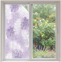 Window Privacy Film Frosted, Purple Palm Trees Tropical Non-Adhesive Static Cling Window Tint, Summer Beach Botanical Insulated Windows Frosted Films for Living Room, 35.4 x 78.7 Inches by Unknown