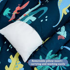 PHF Toddler Nap Mat with Removable Pillow and Minky Blanket, Rollup Design Kids Sleeping Mat, Slumber Bags for Boys, 55"x23" Toddler Sleeping Bag for Daycare Preschool Travel Camping, Dinosaur - Image 5