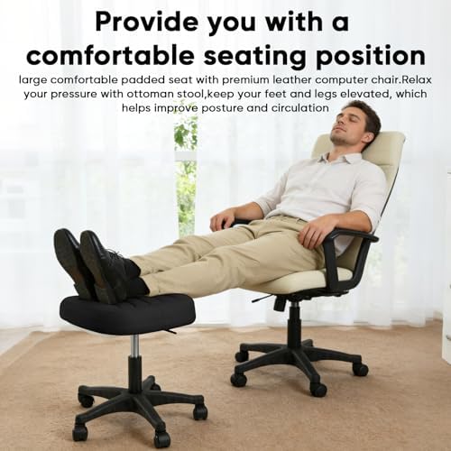 Ergonomic Adjustable Under Desk Footrest,Ottoman with Wheels - Image 3