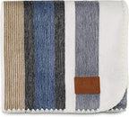 QISU Alpaca Wool Blanket Throw | Large, Beautiful, Warm, Stripe | 85 x 65 inches | Ultra-Soft, Hypoallergenic and Breathable | Non-Itchy or Scratchy Fabric (Brown Blue Grey White) by QISU
