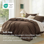 Bedsure Duvet Cover Queen Size, 3Pcs Double Brushed Bedding Set, Dark Brown - Image 2