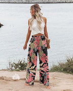 Angerella Womens Elastic High Waisted Palazzo Pants Casual Wide Leg Long Lounge Pant Trousers with Pocket - Image 2